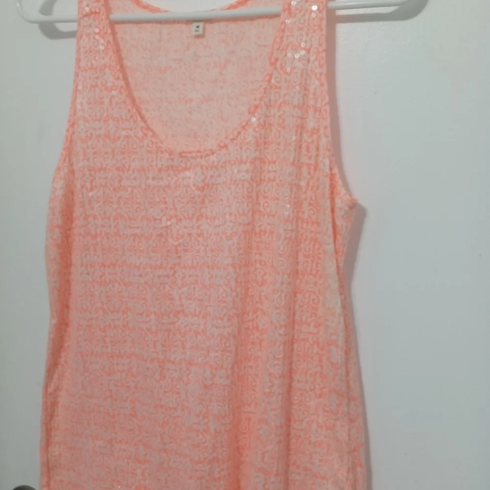 J. Crew Long line Tank Top Art and Shiny pattern